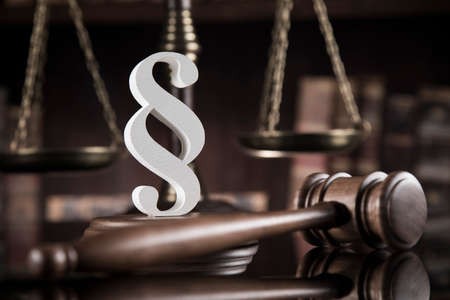 Judges wooden gavel and paragraphの写真素材