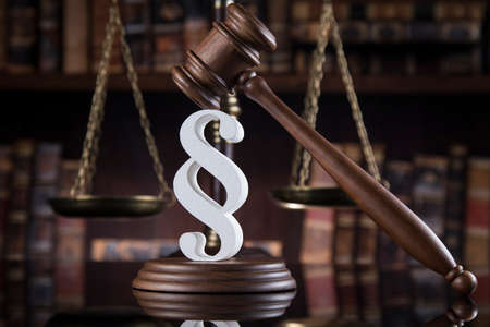 Wooden gavel barrister, justice concept, paragraphの写真素材