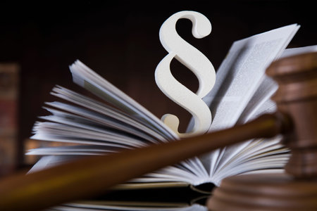 Book, Wooden gavel barrister, justice concept, paragraph