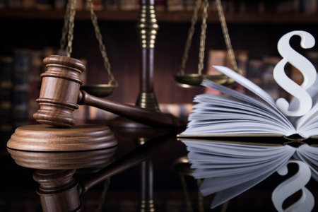 Book, Wooden gavel barrister, justice concept, paragraph