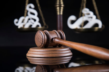 Judges wooden gavel and paragraphの写真素材