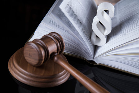 Book, Wooden gavel barrister, justice concept, paragraph