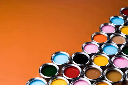 Colorful paint cans setの写真素材