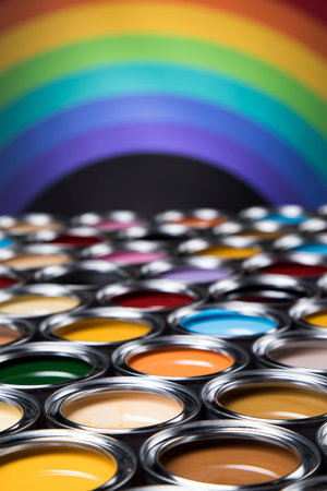 Rainbow colors, Open cans of paint