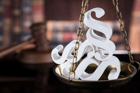 Paragraph, Law and justice concept, legal code and scalesの写真素材