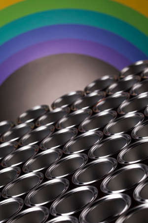 Full Buckets of rainbow colored oil paintの写真素材