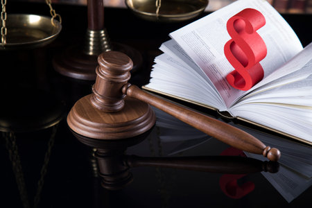 Book, Court gavel,Law theme, mallet of judge and paragraph signの写真素材