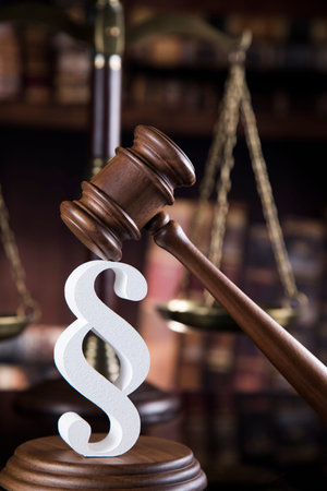 Wooden gavel barrister, justice concept, paragraph