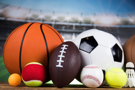 Sport Equipment, Soccer,Tennis,Basketballの写真素材