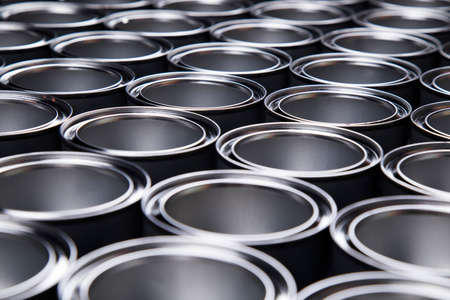 Tin metal cans, Painting backgroundの写真素材