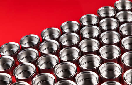 Tin metal cans, Painting backgroundの写真素材
