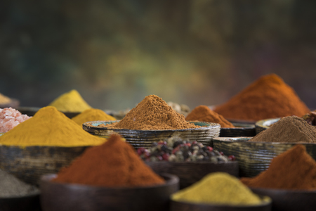 Aromatic spices, smoke and Still Life backgroundの写真素材