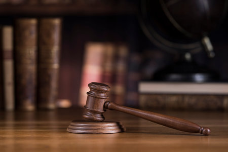 Law wooden gavel barrister, justice concept, legal system concept