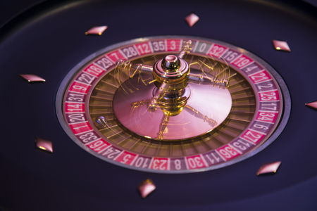 Roulette wheel running in a casinoの写真素材
