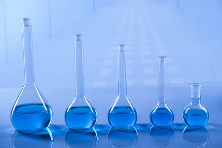 Laboratory Research and Development. Scientific glassware for chemical experimentの写真素材