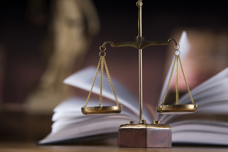 Scales of justice, law gavelの写真素材