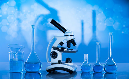 Laboratory Research and Development. Scientific glassware for chemical experiment