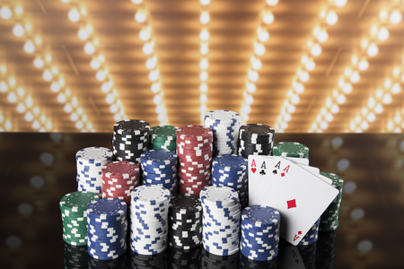 Classic casino, Poker Chips backgroundの写真素材