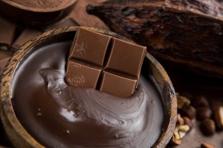 Milk and dark chocolate on a natural paper background