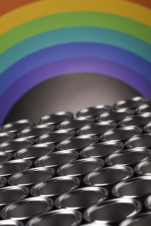 Metal tin paint cans backgroundの写真素材