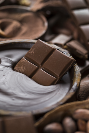 Bars Chocolate , candy sweet, dessert food on natural paper backgroundの写真素材