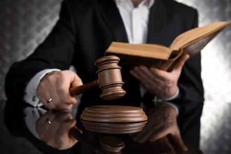 Courtroom, Judge, male judge in black mirror background