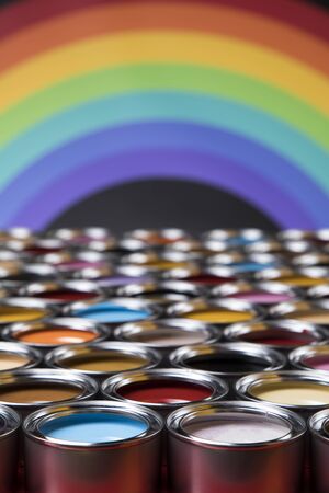 Tin metal cans, Painting backgroundの写真素材