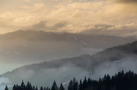 View of beautiful Winter mountain landscape