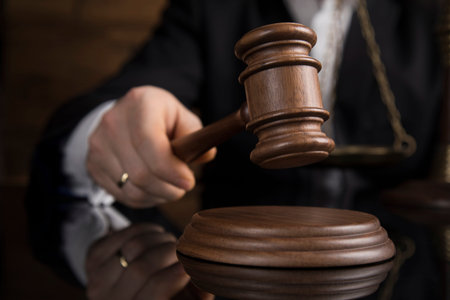 Justice and law concept. Male judge in a courtroomの写真素材