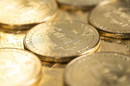 Bitcoin is a cryptocurrency and worldwide payment, technology conceptの写真素材