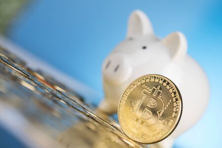 Virtual money, Currency. Bitcoin coins, financialの写真素材