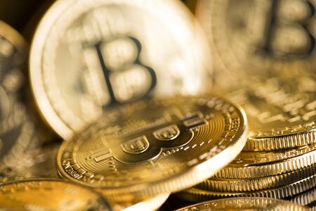Bitcoins and new virtual money concept, financial chartの写真素材