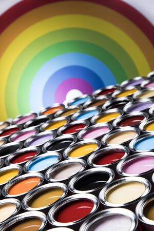 Colorful paint cans set, Painting background