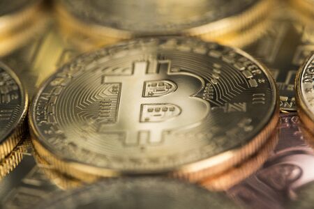Bitcoin is a cryptocurrency and worldwide payment, technology conceptの写真素材