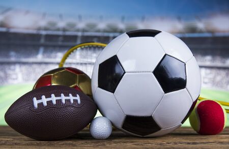 Assorted sports equipment, Winner backgroundの写真素材