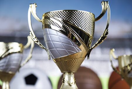 Trophy, Winning, Award. sport ball backgroundの写真素材