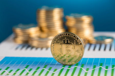 Gold Bitcoin on the background of the chart