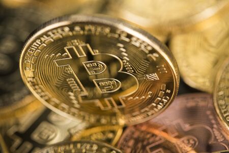 Bitcoin is a cryptocurrency and worldwide payment, technology conceptの写真素材
