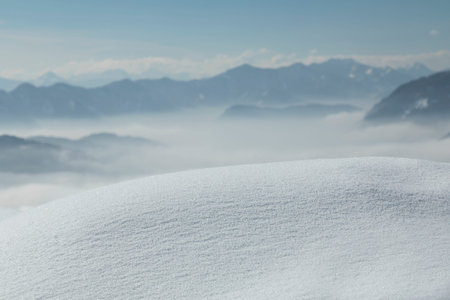 Space for your text, Wintr scene, amazing mountain viewの写真素材