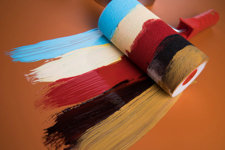 Paint can and paintbrush, Rainbow colors