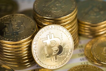 Bitcoins and new virtual money conceptの写真素材