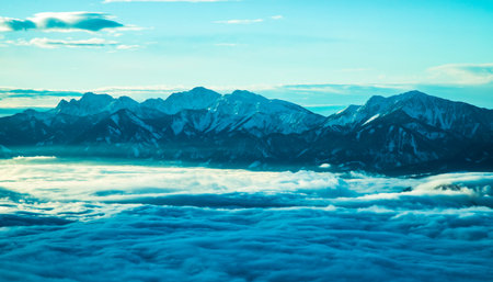View of beautiful Winter mountain landscape
