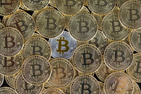 Bitcoin is a cryptocurrency and worldwide payment, technology conceptの写真素材