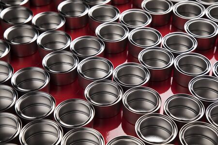 Tin metal cans, Painting backgroundの写真素材