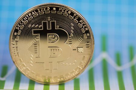 Bitcoin is a cryptocurrency and worldwide payment, technology conceptの写真素材