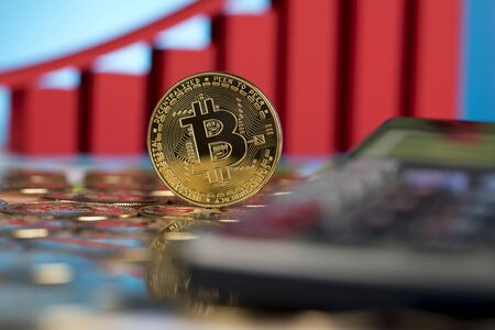 Bitcoins and new virtual money conceptの写真素材