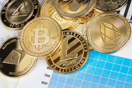 Bitcoin gold coin, Cryptocurrency concept, Virtual currency background