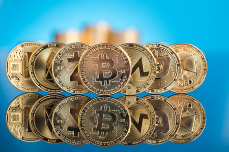 Litecoin, etherium,bitcoin virtual currency background