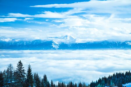 View of beautiful Winter mountain landscapeの写真素材