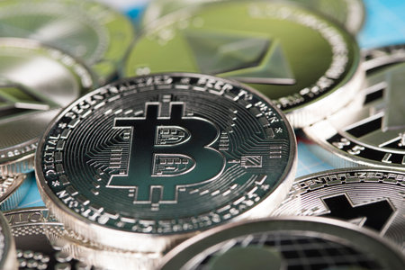 Litecoin, etherium,bitcoin virtual currency background